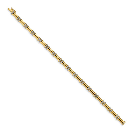 14k Complete 1/2 carat Diamond Bamboo Design 7 inch Bracelet
