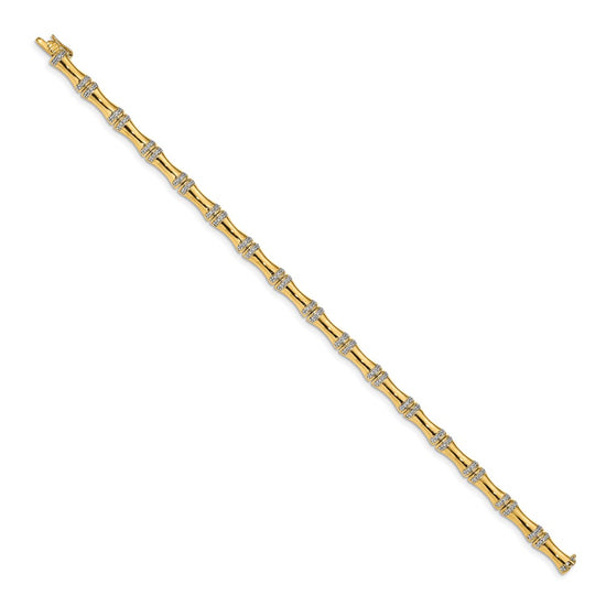14k Complete 1/2 carat Diamond Bamboo Design 7 inch Bracelet