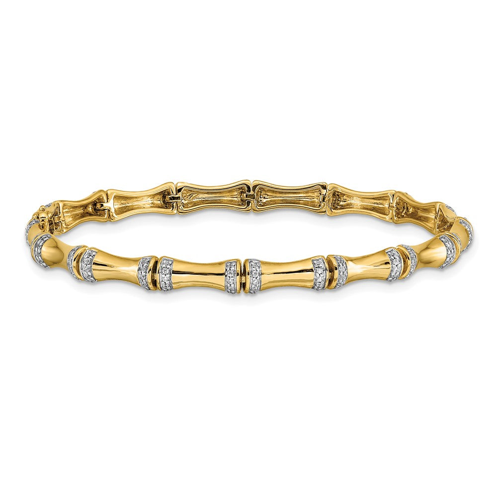 14k Complete 1/2 carat Diamond Bamboo Design 7 inch Bracelet