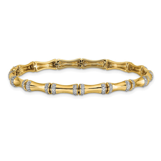 14k Complete 1/2 carat Diamond Bamboo Design 7 inch Bracelet