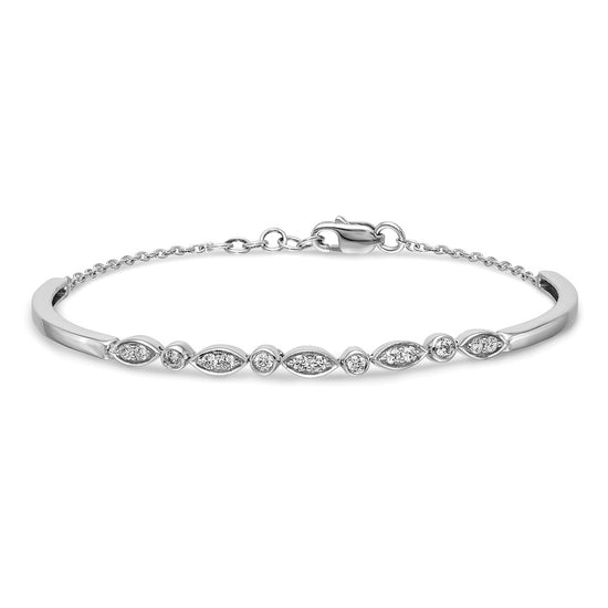 14k White Gold Complete 1/2 carat Diamond Half-Bangle 6.75 inch Bracelet with 0.5 inch Extender