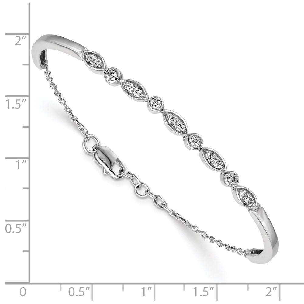 14k White Gold Complete 1/2 carat Diamond Half-Bangle 6.75 inch Bracelet with 0.5 inch Extender
