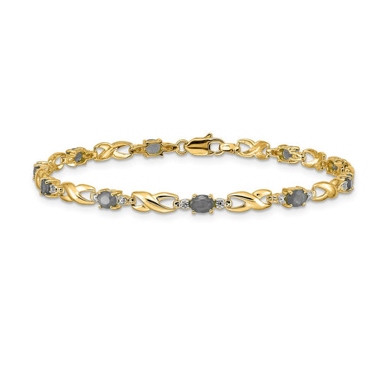 10k Diamond and Oval Emerald Bracelet