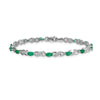 10k White Gold 1/6 carat Diamond and Oval Emerald Infinity Link 7.25 inch Bracelet
