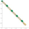 10k 1/20 carat Diamond and Oval Emerald Rectangle Link 7.25 inch Bracelet