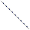 10k White Gold 1/20 carat Diamond and Oval Sapphire Rectangle Link 7.25 inch Bracelet