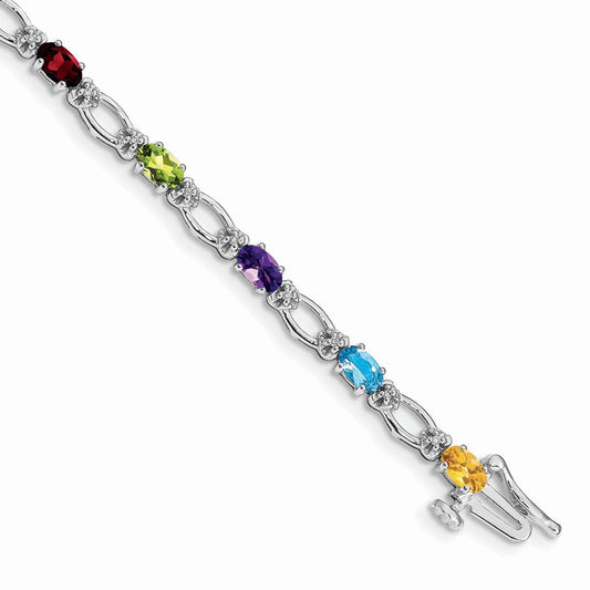 Gold Diamond & Rainbow Gemstone Bracelets