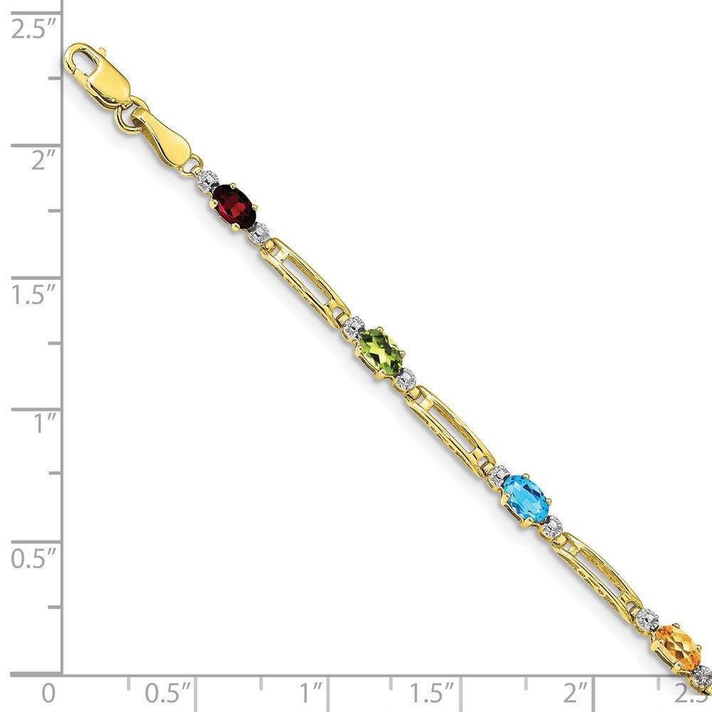 Gold Diamond & Rainbow Gemstone Bracelets