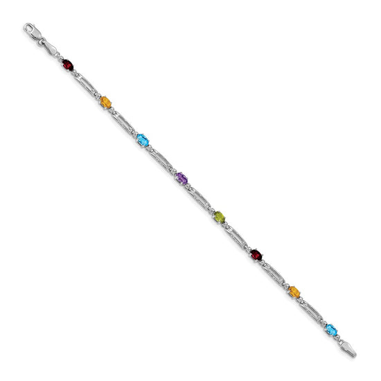 Gold Diamond & Rainbow Gemstone Bracelets