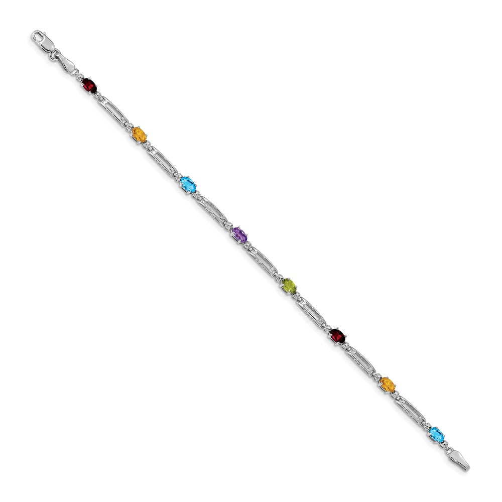 Gold Diamond & Rainbow Gemstone Bracelets