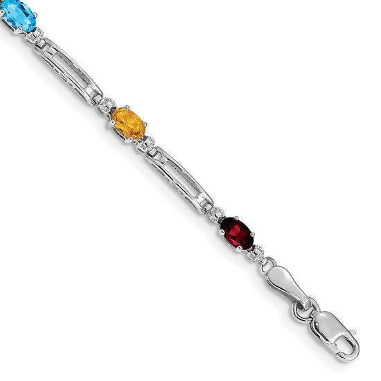 Gold Diamond & Rainbow Gemstone Bracelets