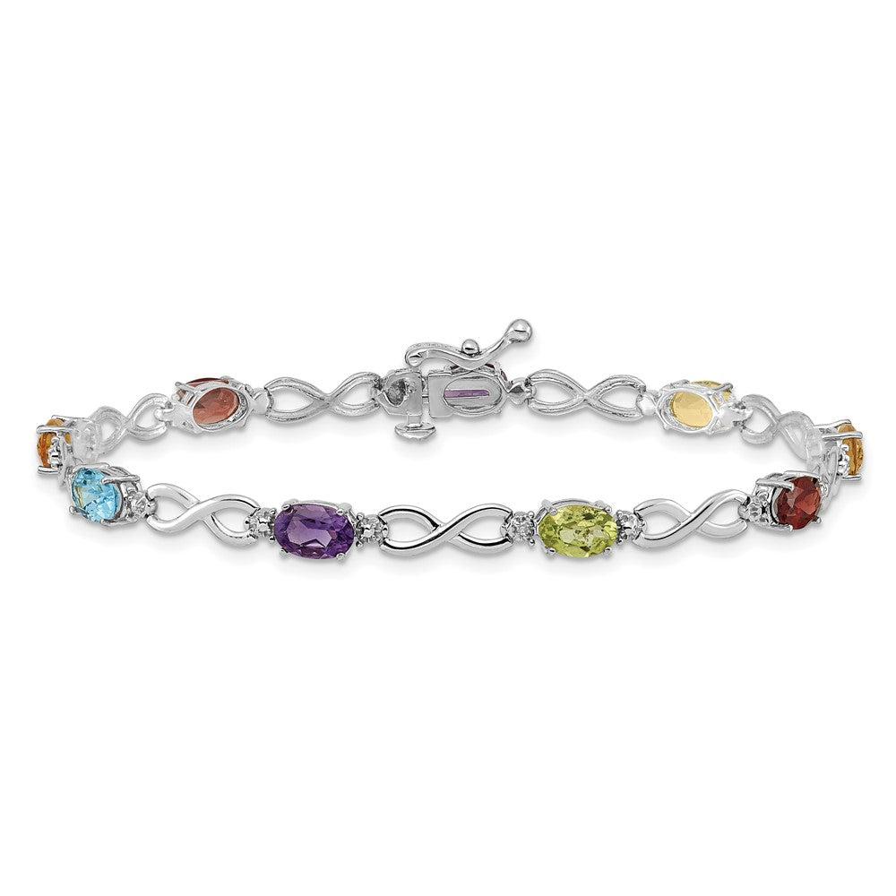 Gold Diamond & Rainbow Gemstone Infinity Bracelets