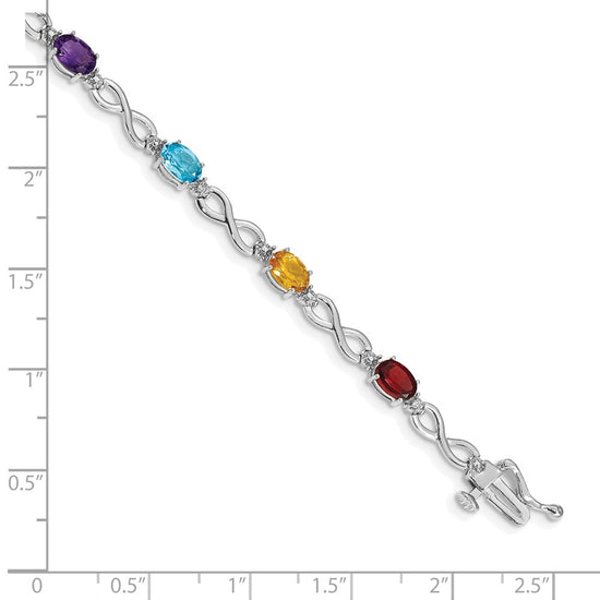 Gold Diamond & Rainbow Gemstone Infinity Bracelets