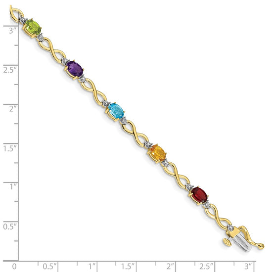 Gold Diamond & Rainbow Gemstone Infinity Bracelets