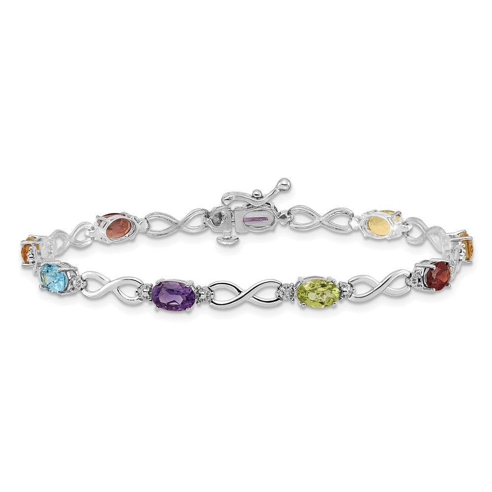 Gold Diamond & Rainbow Gemstone Infinity Bracelets