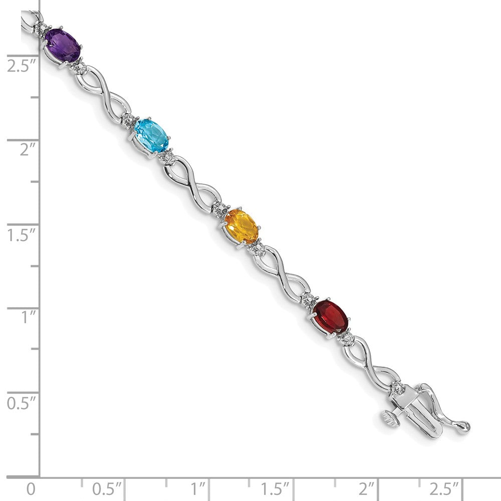 Gold Diamond & Rainbow Gemstone Infinity Bracelets