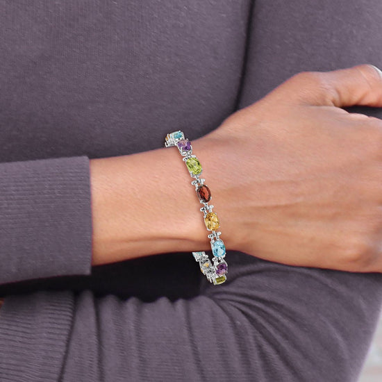 Gold Diamond & Rainbow Gemstone Bracelets