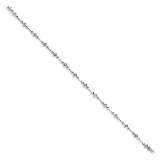 14k White Gold Complete 1/6 carat Diamond Bar Link 7.5 inch Bracelet
