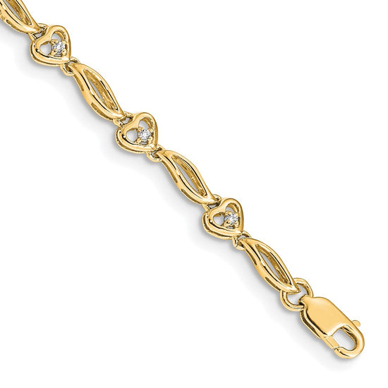 Gold Diamond Hearts Tennis Bracelets