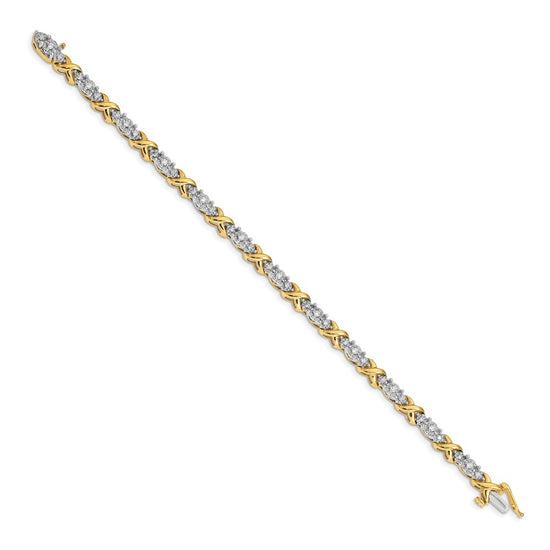 14k Two-Tone 1/2 carat Lab Grown Diamond VS/SI+ G+ Complete 7 inch X Fancy Bracelet