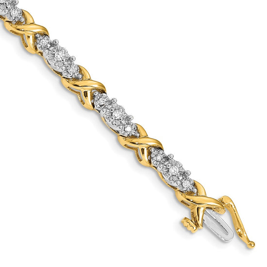 14k Two-Tone 1/2 carat Lab Grown Diamond VS/SI+ G+ Complete 7 inch X Fancy Bracelet