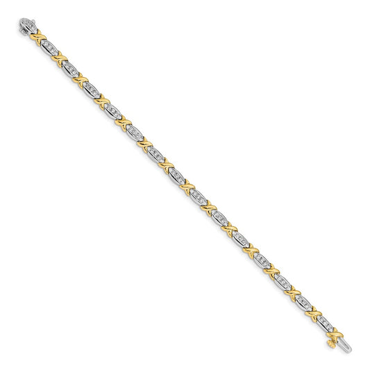 Gold Two-tone Fancy Diamond Tennis Bracelet