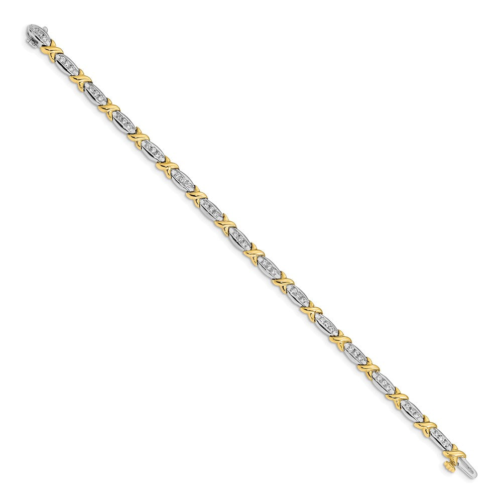 Gold Two-tone Fancy Diamond Tennis Bracelet