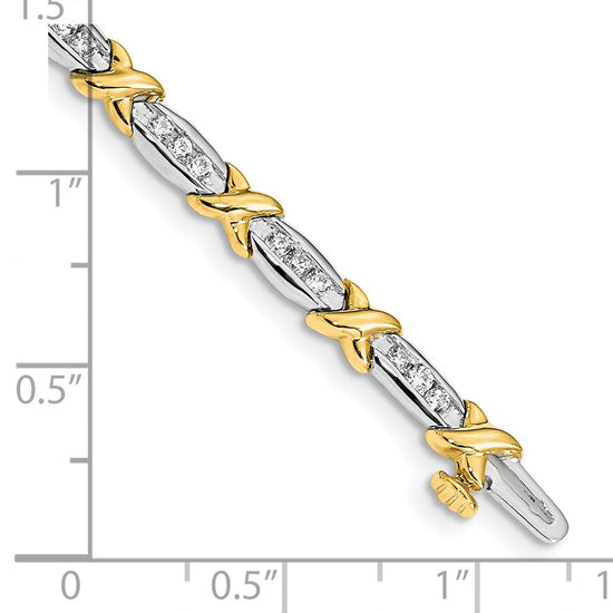 14k Two-Tone 1 carat Lab Grown Diamond VS/SI+ G+ Complete 6.5 inch Tennis Bracelet