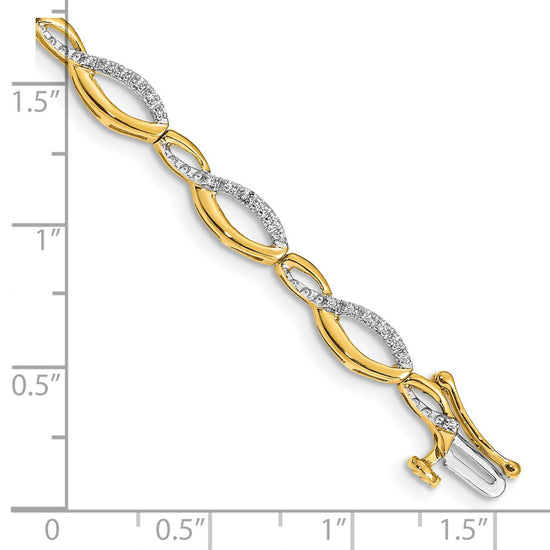 14k Complete 1/4 carat Diamond Fancy Link 7 inch Bracelet