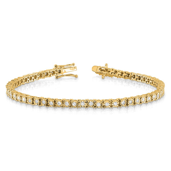 14k Complete 1 carat Diamond Illusion Setting 7 inch Tennis Bracelet