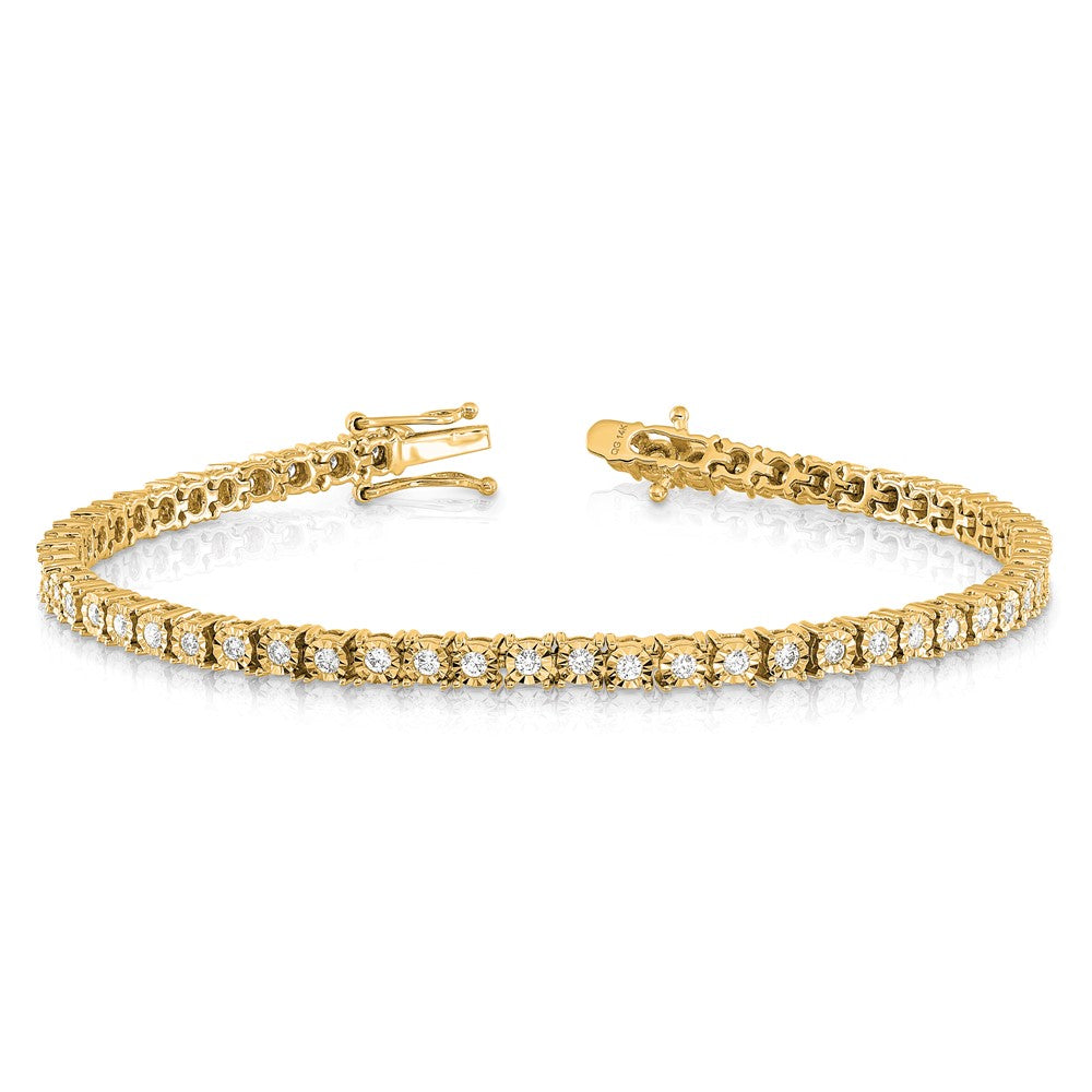 14k Complete 1 carat Diamond Illusion Setting 7 inch Tennis Bracelet