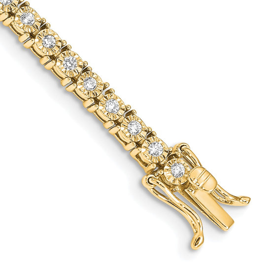 14k Complete 1 carat Diamond Illusion Setting 7 inch Tennis Bracelet