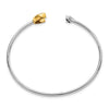 14k Two-tone Complete 1/6 carat Diamond Moon and Star Cuff Bangle Bracelet