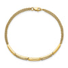 14k Polished Rectangle Link Complete 1/4 carat Diamond Double Strand 7 inch Bracelet