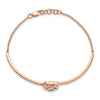 14k Rose Gold Polished Complete 1/8 carat Diamond Love Knot Half-Bangle 7 inch Bracelet with 0.5 inch Extender