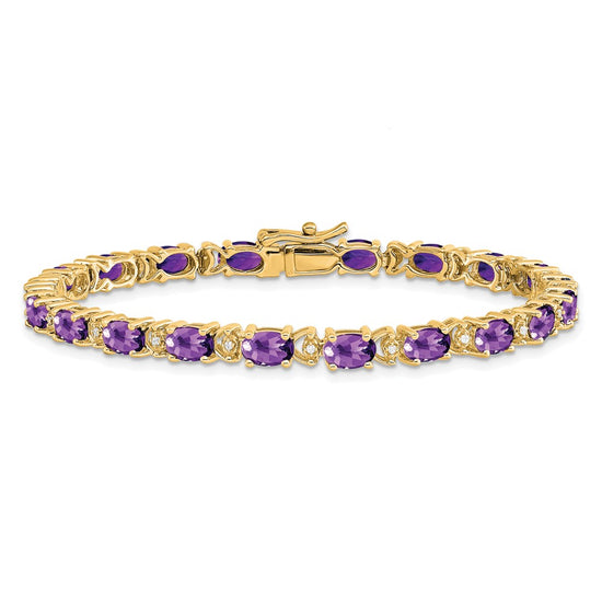 Gold Diamond & Oval Gemstone Bracelets