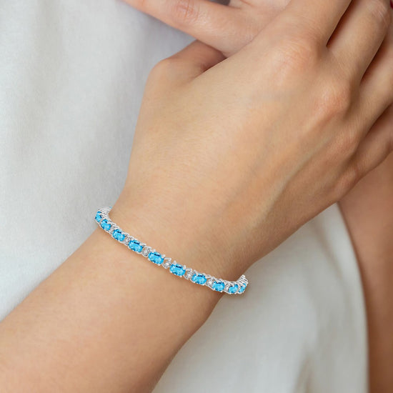 Gold Diamond & Oval Gemstone Bracelets