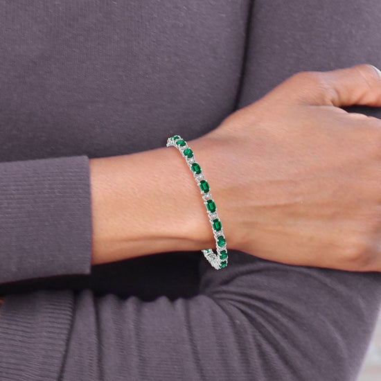 Gold Diamond & Oval Gemstone Bracelets