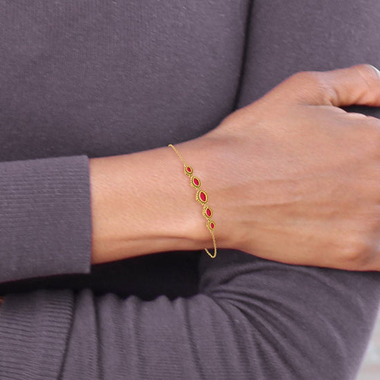 Gold Marquise Gemstone Bracelets