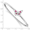 14k White Gold Complete Ruby and 1/6 carat Diamond Butterfly Hinged Bangle Bracelet