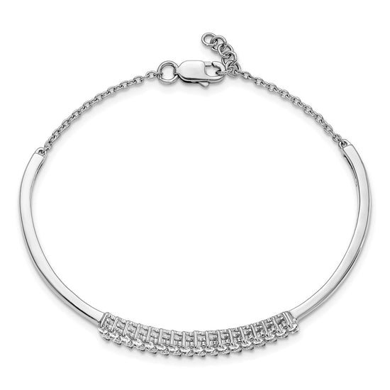 14k White Gold 1 carat Lab Grown Diamond VS/SI+ G+ with .5 inch extension Complete Bangle Bracelet