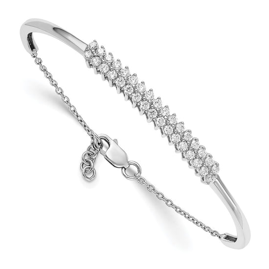 14k White Gold 1 carat Lab Grown Diamond VS/SI+ G+ with .5 inch extension Complete Bangle Bracelet