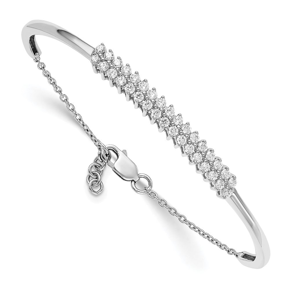 14k White Gold 1 carat Lab Grown Diamond VS/SI+ G+ with .5 inch extension Complete Bangle Bracelet