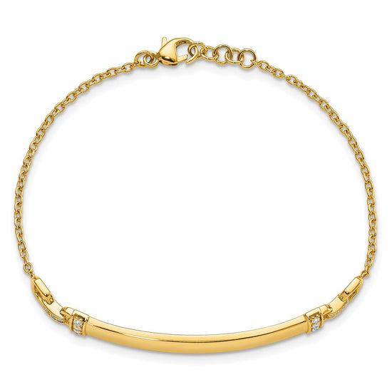 14k Complete 1/8 carat Diamond 7 inch ID Bracelet with 0.5 inch Extender