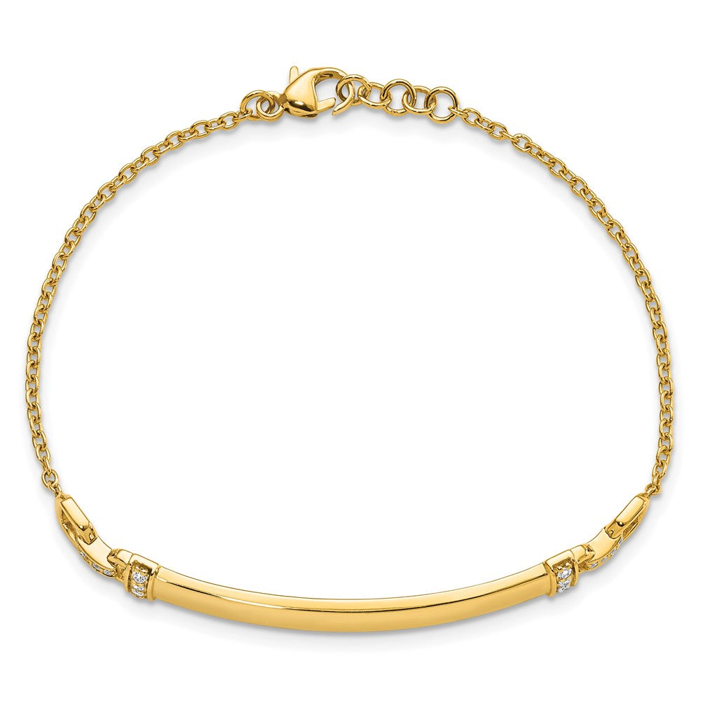 14k Complete 1/8 carat Diamond 7 inch ID Bracelet with 0.5 inch Extender