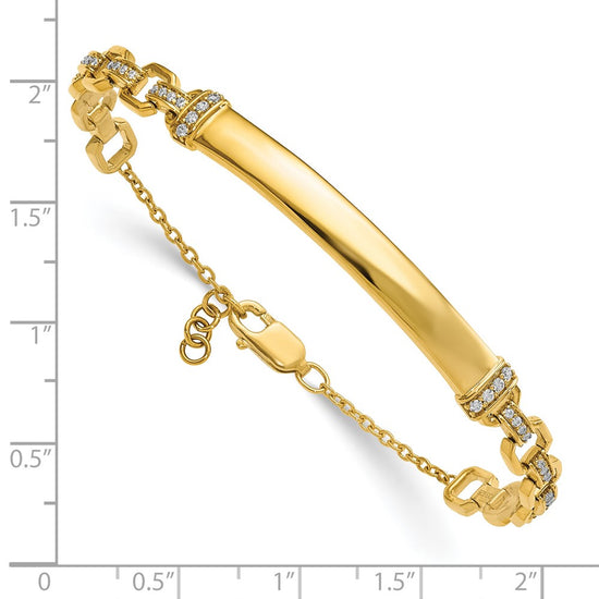 14k Complete 1/4 carat Diamond 7 inch ID Bracelet with 0.5 inch Extender