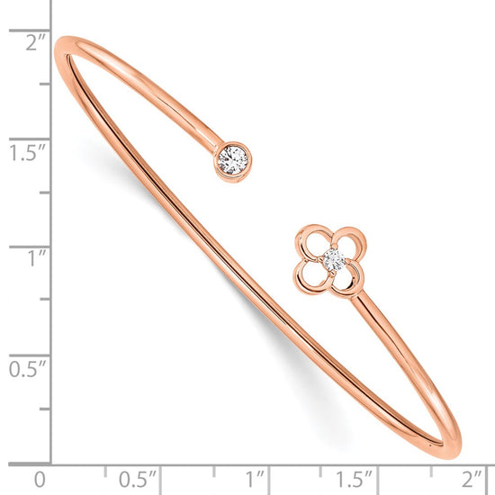 Gold Diamond Flower Cuff Bangles
