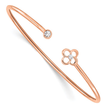 Gold Diamond Flower Cuff Bangles