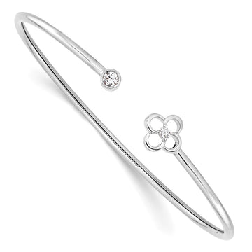 Gold Diamond Flower Cuff Bangles