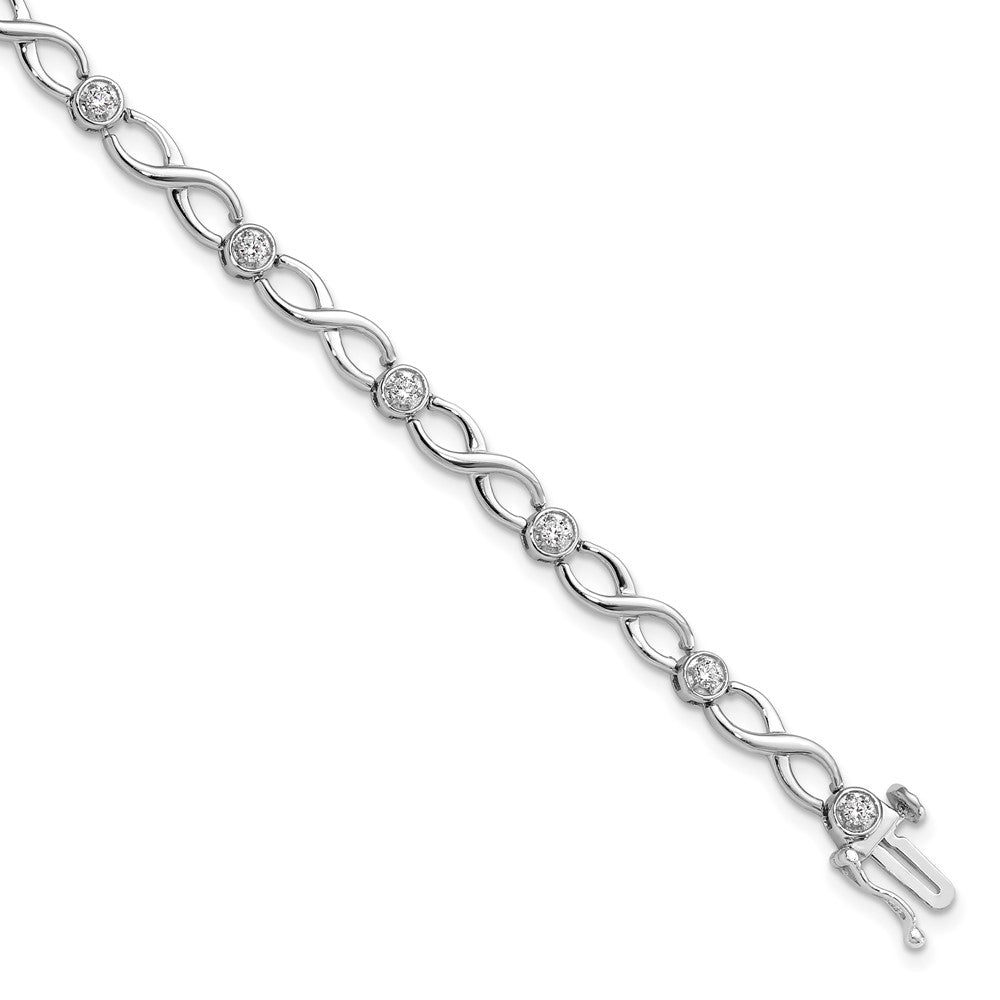 14k White Gold 1/2 carat Lab Grown Diamond VS/SI+ G+ Complete 7.25 inch Infinity Bracelet